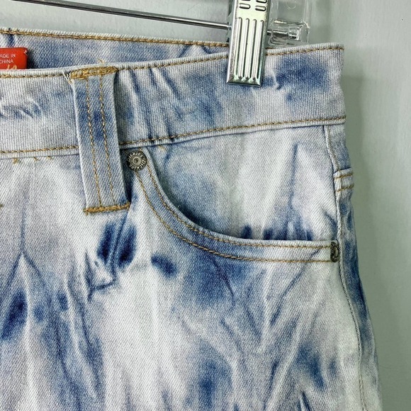 Dickies Women's Cuffed Button Fly Acid Wash Tie Dye Stretch Denim Shorts Size 7 - Picture 8 of 16